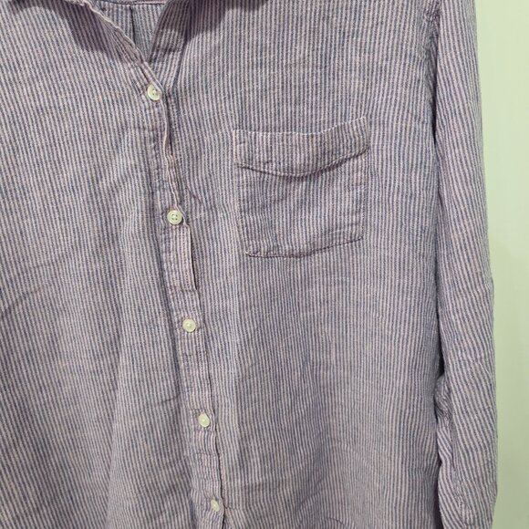 Rails Pink Blue Stripe Button Up Shirt Women’s XL Linen Rayon Blend - Picture 3 of 7